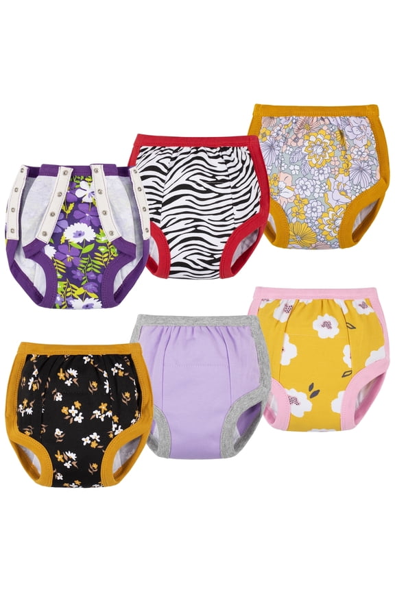 Baby Side Button Training Pants, Reusable Snaps on 100% Cotton Training Underwear for Toddler 2 Years - 4 Years