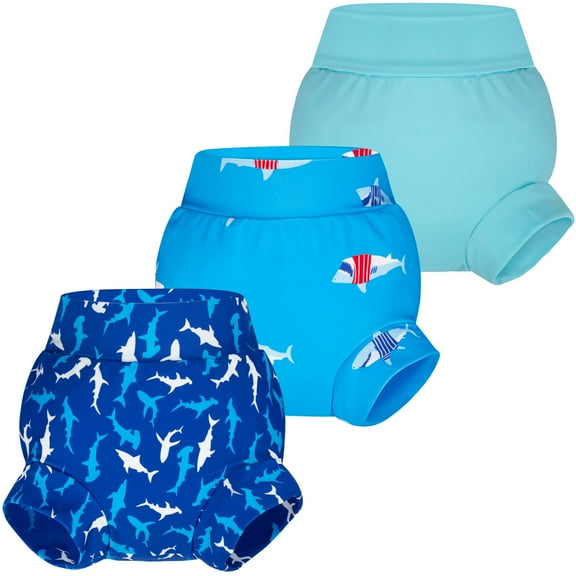 BIG ELEPHANT Baby Swim Diapers 3pcs, Reusable Adjustable Washable Waterproof Swimming Diaper for Boy's and Girl's, 2T