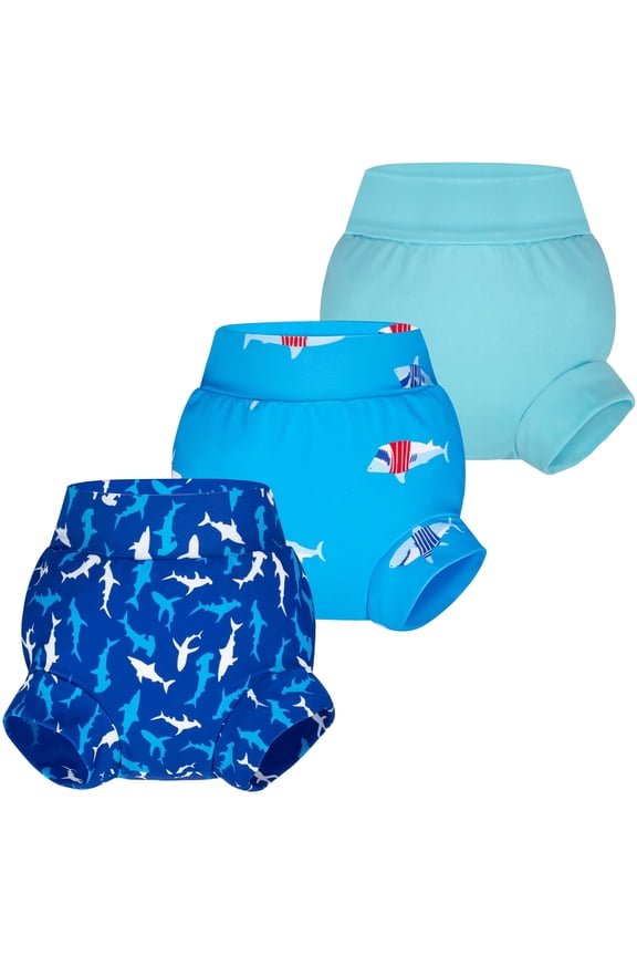 Baby Swim Diapers 3pcs, Reusable Adjustable Washable Waterproof Swimming Diaper for Boy's and Girl's, 4T