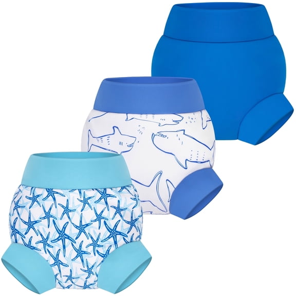 BIG ELEPHANT Baby Swim Diapers 3pcs, Reusable Adjustable Washable Waterproof Swimming Diaper for Boy's and Girl's, 5T