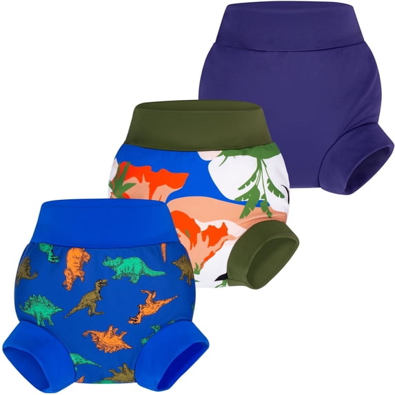 BIG ELEPHANT Baby Swim Diapers 3pcs, Reusable Adjustable Washable Waterproof Swimming Diaper for Boy's and Girl's, 5T