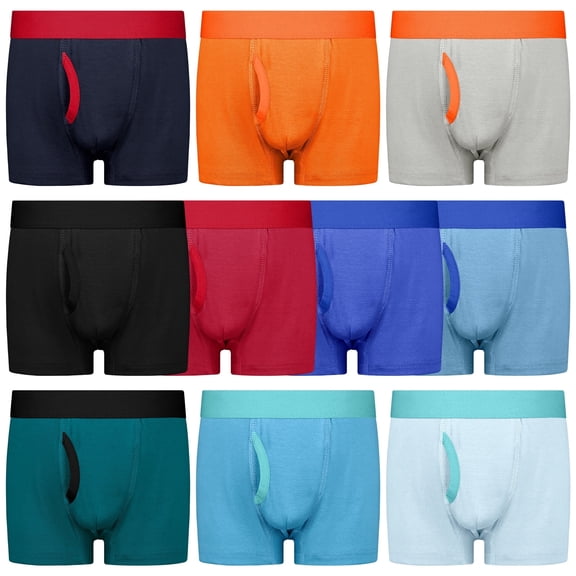BIG ELEPHANT Boys Boxer Briefs 10-Pack – Cotton Tagless No Ride-Up – Sizes 4T-9Y