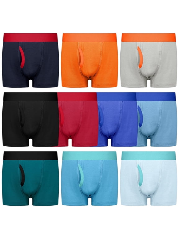Boys Boxer Briefs 10-Pack – Cotton Tagless No Ride-Up – Sizes 4T-9Y