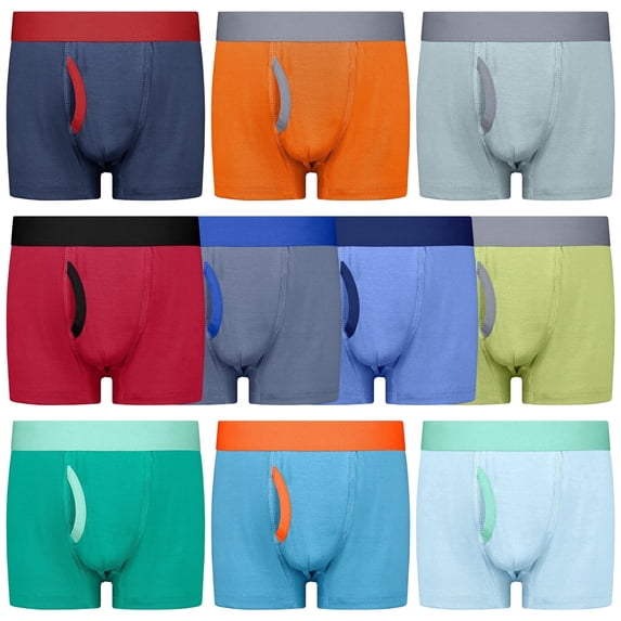 BIG ELEPHANT Boys Boxer Briefs 10-Pack – Cotton Tagless No Ride-Up – Sizes 4T-9Y