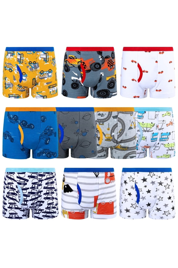 Boys' Boxer Briefs 10-Pack, Toddler 100% Cotton Dinosaur Print Underwear, Soft and Breathable, Sizes 6-7Y