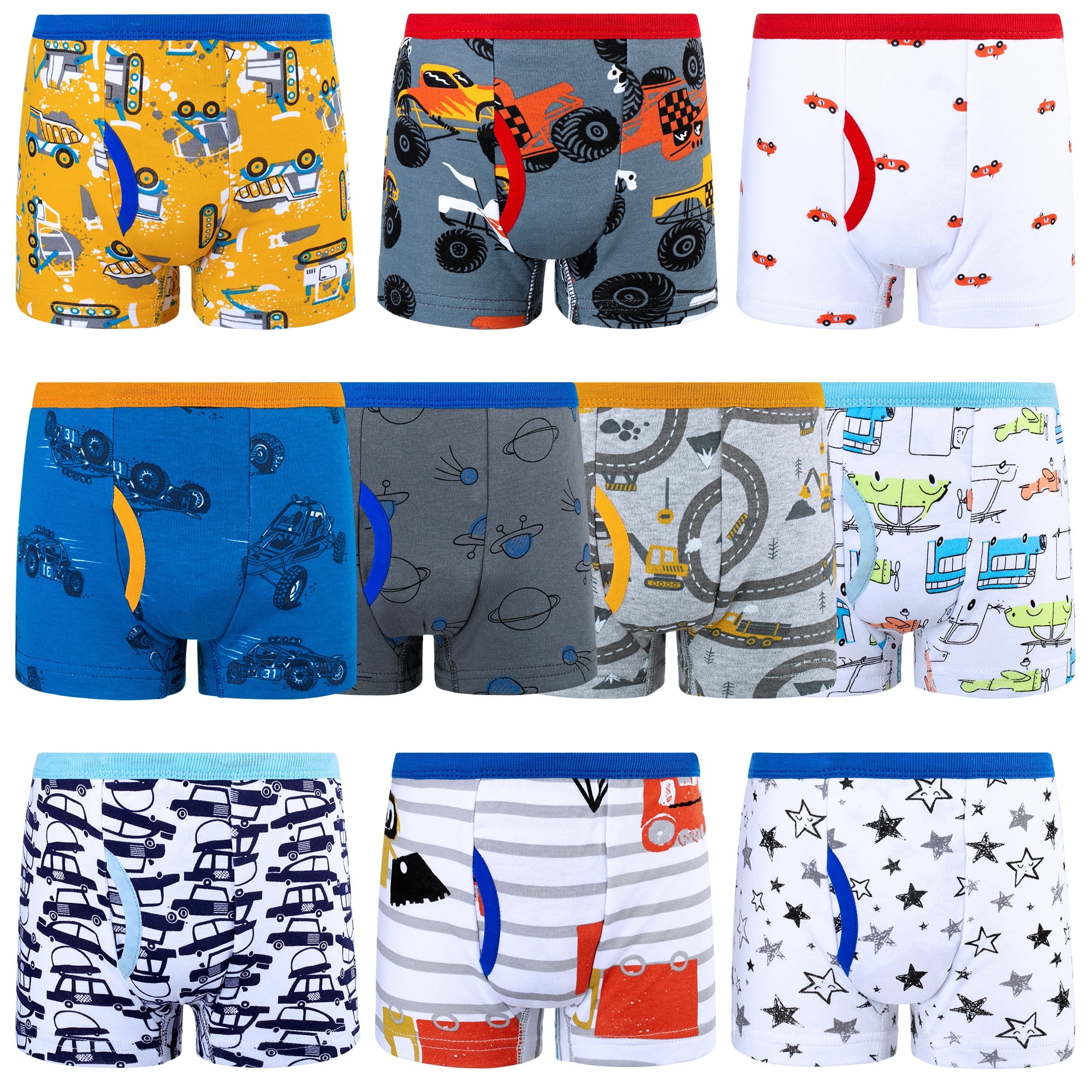 BIG ELEPHANT Boys Boxer Briefs 10 Pack Toddler 100 Cotton Dinosaur Print Underwear Soft and Breathable Sizes 8 9Y