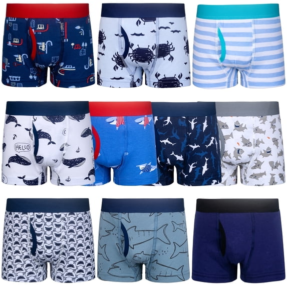 BIG ELEPHANT Toddler Boy Underwear, Cotton Brief Soft Toddler Underwear, 10-Pack (3T-10Y)