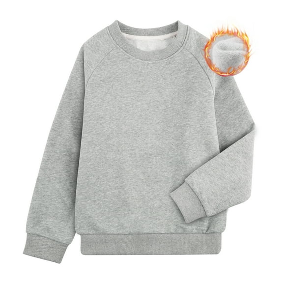 BIG ELEPHANT Boys Fleece Crew Neck Sweatshirt, Long Sleeve Basic Pullover for Kids, Sizes XXS-XL