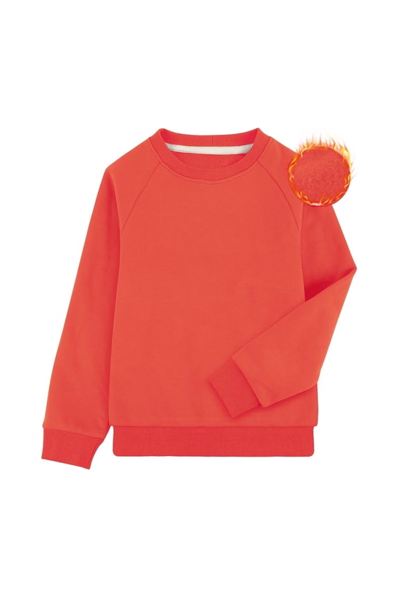 Boys Fleece Crew Neck Sweatshirt, Long Sleeve Basic Pullover for Kids, Sizes XXS-XL