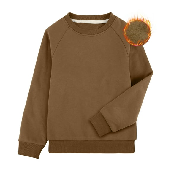 BIG ELEPHANT Boys Fleece Crew Neck Sweatshirt, Long Sleeve Basic Pullover for Kids, Sizes XXS-XL