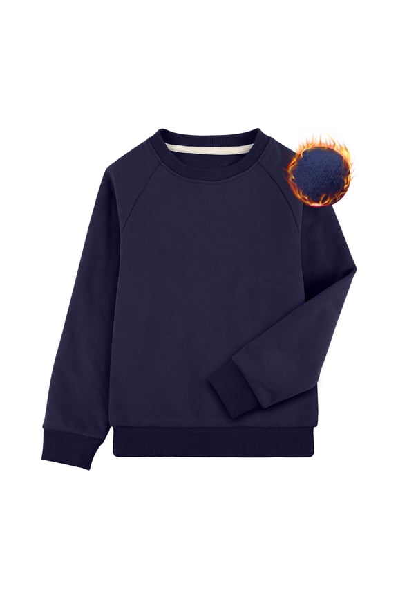 Boys Fleece Crew Neck Sweatshirt, Long Sleeve Basic Pullover for Kids, Sizes XXS-XL