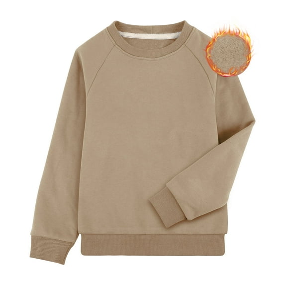 BIG ELEPHANT Boys Fleece Crew Neck Sweatshirt, Long Sleeve Basic Pullover for Kids, Sizes XXS-XL