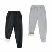 BIG ELEPHANT Boys Girls Fleece Lined Sweatpants, Winter Warm Elastic Waist Jogger Pants with Pockets 3-16Y