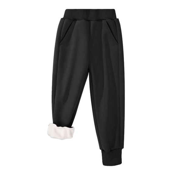 BIG ELEPHANT Boys Girls Fleece Lined Sweatpants, Winter Warm Elastic Waist Jogger Pants with Pockets 3-16Y