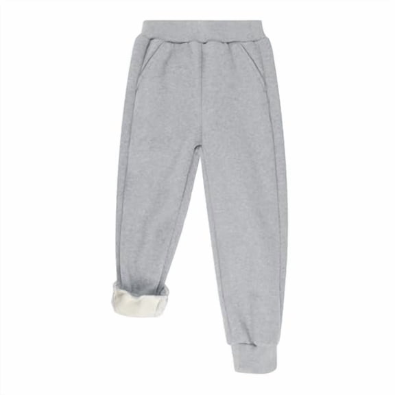 BIG ELEPHANT Boys Girls Fleece Lined Sweatpants, Winter Warm Elastic Waist Jogger Pants with Pockets 3-16Y