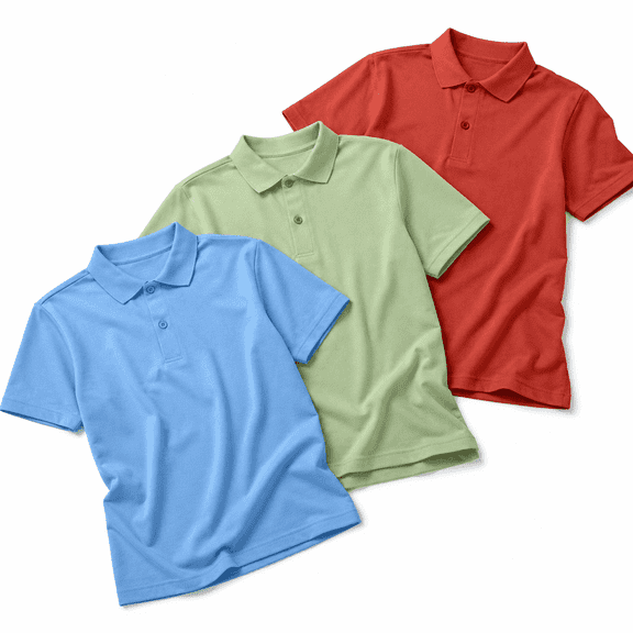 BIG ELEPHANT Boys 3-Pack Polo Shirts, Soft & Breathable Kids School Uniform, Short-Sleeve Everyday Wear for Ages 6–15