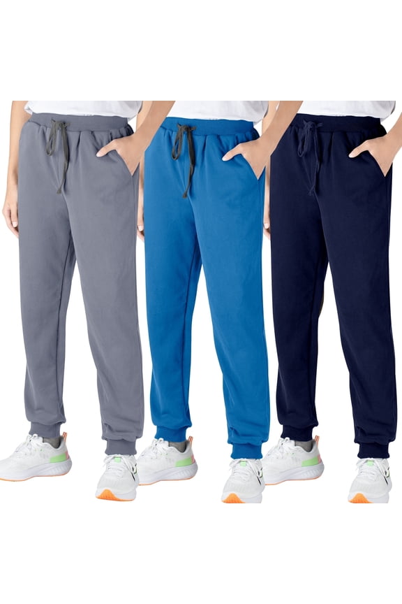 Boys Sweatpants, Cotton Sports Jogging Pants with Pockets and Drawstring, 3 pack (6-15Y)
