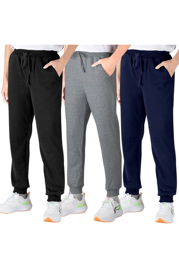 Boys Sweatpants, Cotton Sports Jogging Pants with Pockets and Drawstring, 3 pack (6-15Y)
