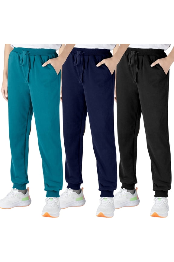 Boys Sweatpants, Cotton Sports Jogging Pants with Pockets and Drawstring, 3 pack (6-15Y)