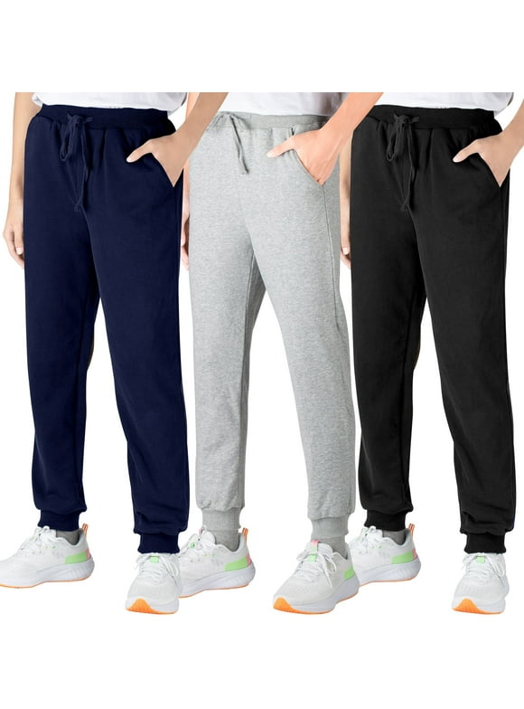 Boys Sweatpants, Cotton Sports Jogging Pants with Pockets and Drawstring, 3 pack (6-15Y)