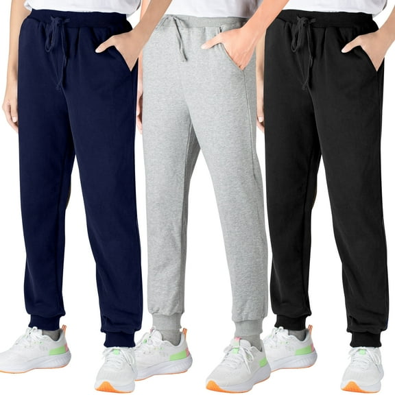 BIG ELEPHANT Boys Sweatpants, Cotton Sports Jogging Pants with Pockets and Drawstring, 3 pack (6-15Y)