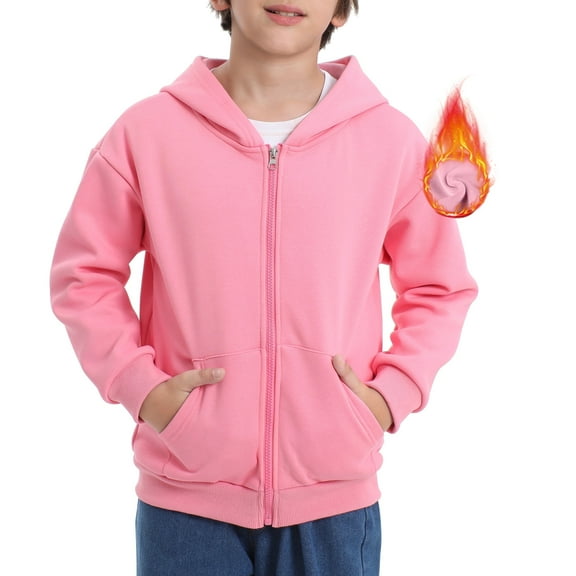 BIG ELEPHANT Boys' Zip-Up Hoodie with Pockets, Fleece-Lined Soft Cotton Jacket, 6-15Y