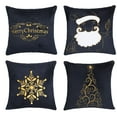 thumbnail image 1 of BIG ELEPHANT Christmas Pillow Covers, Set of 4 Snowflake Decorative Cushion Cover, Black, 18X18 IN, 1 of 22