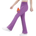 thumbnail image 1 of BIG ELEPHANT Fleece Lined Lightweight Flare Leggings, Girls High Waisted Flared Pants for Winter, 1 of 7