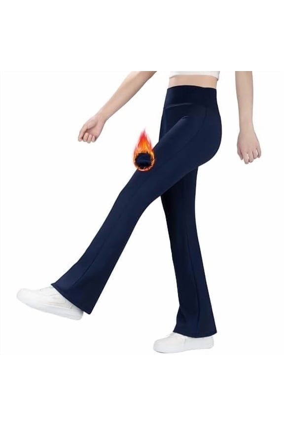 Fleece Lined Lightweight Flare Leggings, Girls High Waisted Flared Pants for Winter