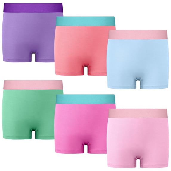 BIG ELEPHANT Girls' Boxer Briefs 6-Pack – 100% Cotton, Super Soft ...