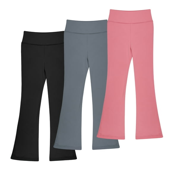 BIG ELEPHANT Girls Flare Leggings High Waisted Bootcut Yoga Dance Flared Trousers 3 Packs