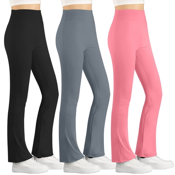 BIG ELEPHANT Girls Flare Leggings High Waisted Bootcut Yoga Dance Flared Trousers 3 Packs