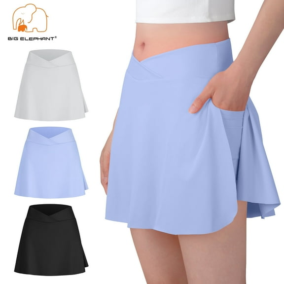 BIG ELEPHANT Girls Skorts – 2-in-1 Flowy Shorts with Built-in Liner and Pockets, Perfect for Dresses & Skirts Activities, Elastic Waist for Sports, Dance, School