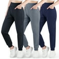thumbnail image 1 of BIG ELEPHANT Girls Ultra-Soft Lounge Joggers Sweatpants, High Waisted Kids Athletic Pants with Pockets, 3 PCS(6-15Y), 1 of 10