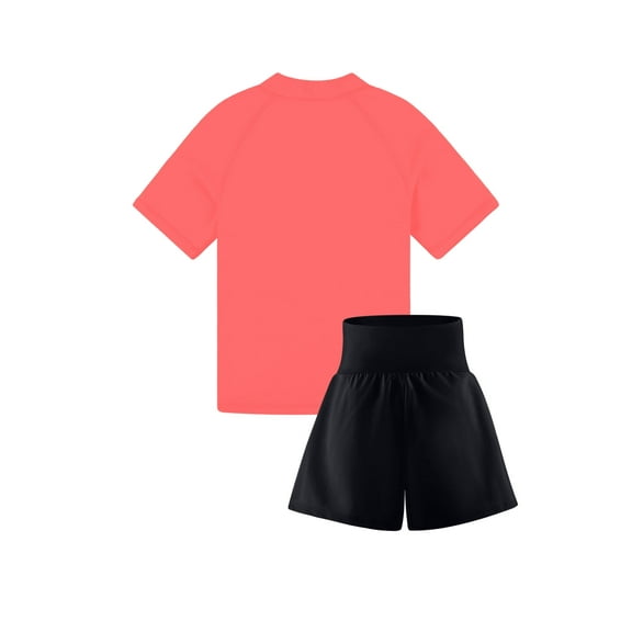 BIG ELEPHANT Kids Mix and Match Rash Guard Swimsuit Set, Short Sleeve Swimsuit and Beach Shorts for Boys and Girls XS-XL