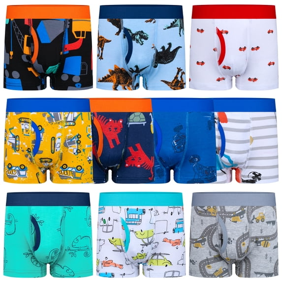 BIG ELEPHANT Toddler Boy Underwear, Cotton Brief Soft Toddler Underwear, 10-Pack (4T-9Y)