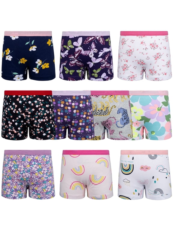 Toddler Girls' Underwear Boxer Briefs,100% Cotton Breathable Panties, 10 pack (3T-10Y)