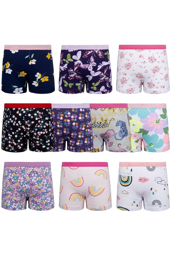 Toddler Girls' Underwear Boxer Briefs,100% Cotton Breathable Panties, 10 pack (3T-10Y)