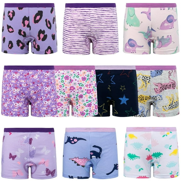 BIG ELEPHANT Toddler Girls' Underwear Boxer Briefs，100% Cotton Breathable Panties, 10 pack (3T-10Y)