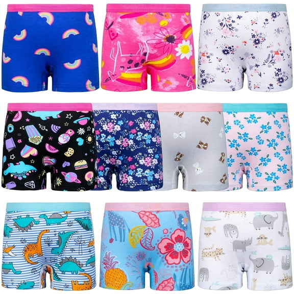 BIG ELEPHANT Toddler Girls' Underwear Boxer Briefs,100% Cotton Breathable Panties, 10 pack (3T-10Y)