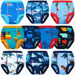 BIG ELEPHANT Pañales de entrenamiento para niños pequeños, ropa interior de entrenamiento absorbente de algodón para niños pequeños, paquete de 10, 4T