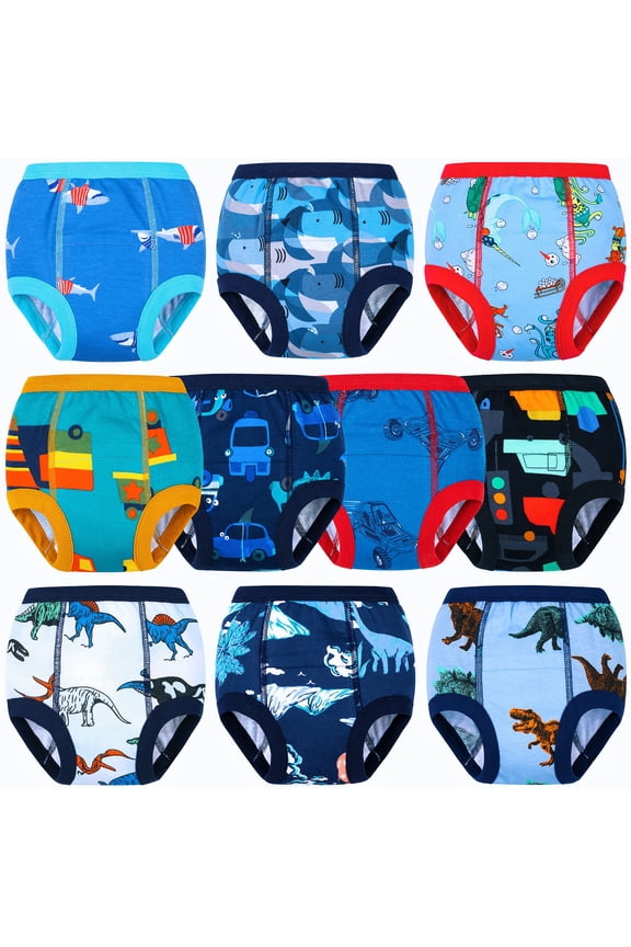 Toddler Potty Training Pants, Cotton Absorbent Training Underwear for Toddler Boys, 10-pack, 5T