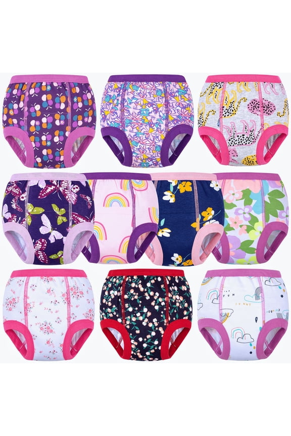 Toddler Potty Training Pants, Cotton Absorbent Training Underwear for Toddler Girls, 10-pack, 5T