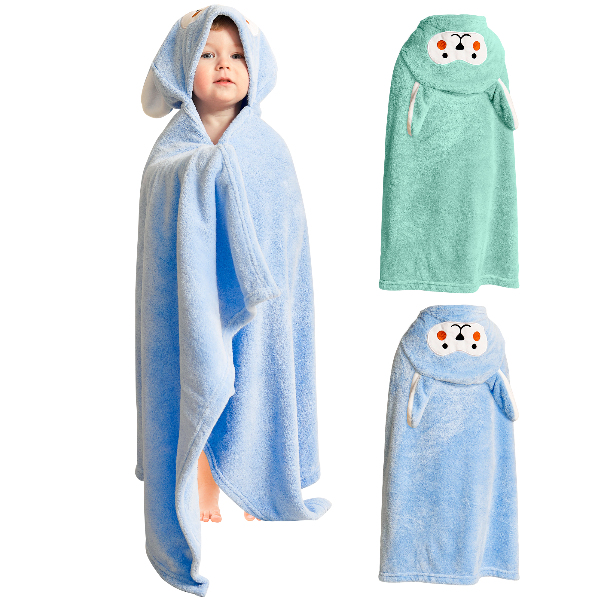 BIG ELEPHANT Unisex Baby Hooded Bath Towel, Toddler Soft Absorbent