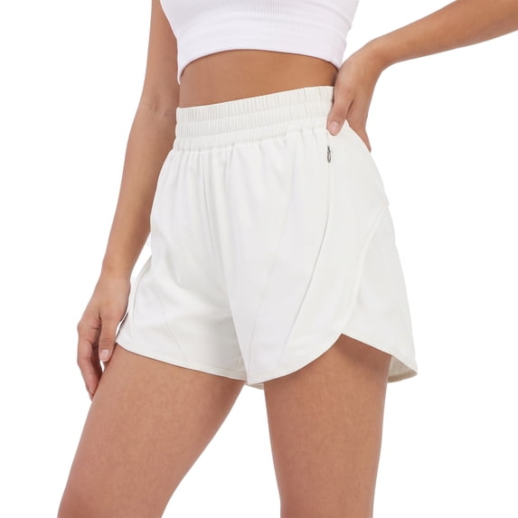BIG ELEPHANT Women's Athletic Running Shorts with Zipper Pockets, Lined Sports Shorts