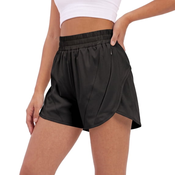 BIG ELEPHANT Women's Athletic Running Shorts with Zipper Pockets, Lined Sports Shorts