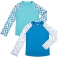thumbnail image 1 of BIG ELEPHANT 2-Pack Kids‘ Long Sleeve Rash Guard Shirts with Print, UPF 50+ Sun Protection Swimwear & Surf Tops for Boys and Girls, Sizes XXS-M, 1 of 14