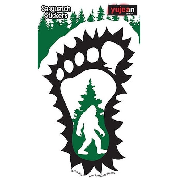 BIG FOOTPRINT STICKER - "Squatcher" Weather Resistant Long Lasting In / Out Door Die-Cut Decal Sticker - 5.75" x 4"