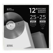 Big Fudge 12-Inch Vinyl Record Sleeves 50 Count Set, 25 Polypropylene Outer Covers and 25 Archival Anti-Static Rice Paper Inner Sleeves, 3 Mil Crystal Clear