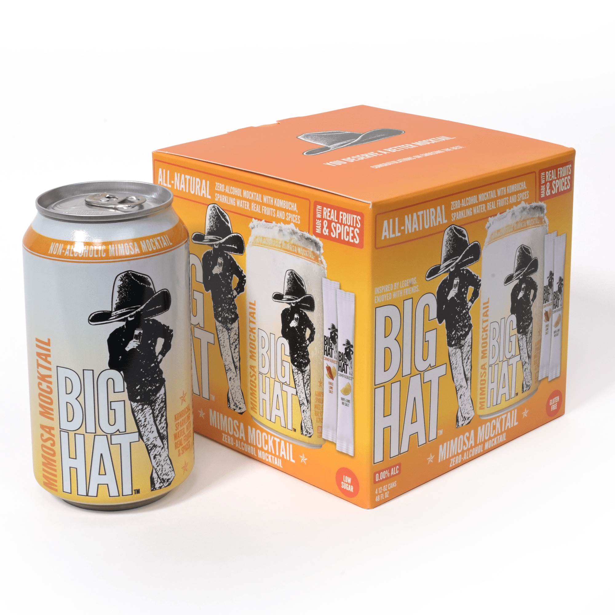 BIG HAT Mimosa Mocktail, Non-Alcoholic 4 Pack, 12 fl oz Cans